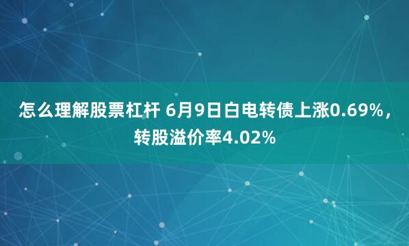 怎么理解股票杠杆 6月9日白电转债上涨0.69%，转股溢价率4.02%