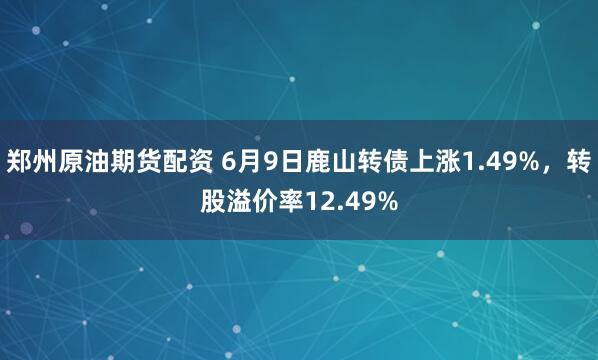 郑州原油期货配资 6月9日鹿山转债上涨1.49%，转股溢价率12.49%