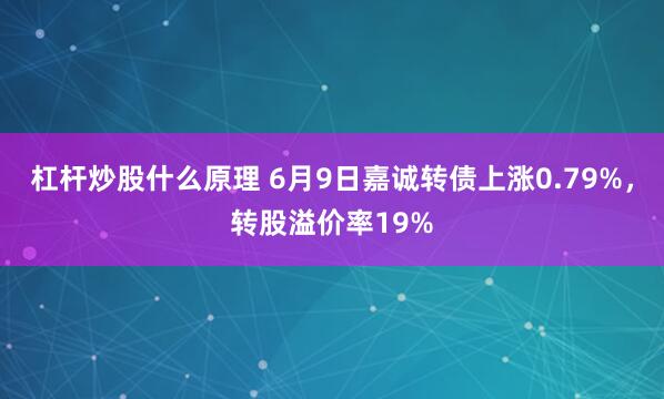 杠杆炒股什么原理 6月9日嘉诚转债上涨0.79%，转股溢价率19%