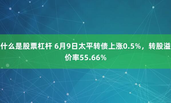 什么是股票杠杆 6月9日太平转债上涨0.5%，转股溢价率55.66%