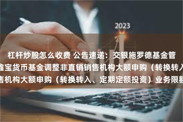 杠杆炒股怎么收费 公告速递：交银施罗德基金管理有限公司关于交银天鑫宝货币基金调整非直销销售机构大额申购（转换转入、定期定额投资）业务限额
